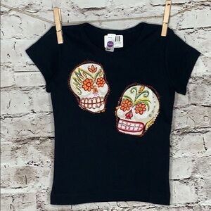 American apparel size 4 black sugar skull t shirt NWT